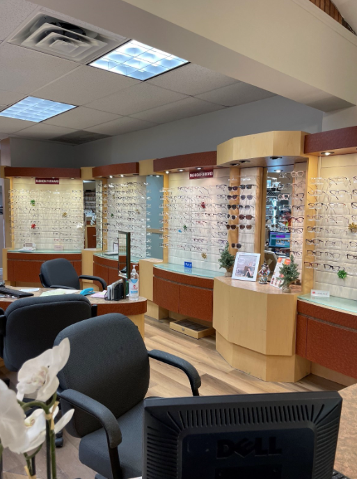 Numerous glasses showcased in a large room.